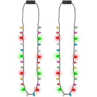2 st - Julfest-giveaway, Lysande julhalsband finns i bulk, Julhalsband med 8 färgglada lysande glödlampor, Tre ljuslägen, Lämplig som julklappar, Fula tröjor, Nyårsfesttillbehör och tillbehör, Kinesiska nyårsaftonfesttillbehör