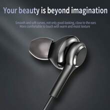 2PCS/1pc USB C In Ear Wired Headset Black,Type C Stereo Wired Earphone Headphones,Type-C Connector In Ear Wired Earphones Compatible With Samsung Galaxy S25/S24/S23/S22/S21/S20,Braided Line With Microphone And Volume Remote Stereo Wired Earbuds Earphone - Black - View 2