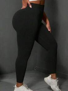 Plus Size Women's Four-Piece Set Of High-Waisted Hip Lift Peach Hip Knitted Yoga Pants For Women Tight Height Elastic Breathable Comfort