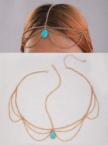 1pc Fashionable & Minimalist Iron Chain Tasseled Diamond Geometric Round Base Chain Necklace For Women, Party Gift (Hand-Made Chain, Cut To Size, Random Number Of Rhinestones) - 28467 Gold - View 10