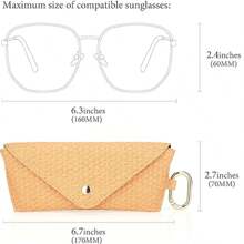 NYXIA 波西米亚风耐用 PP 材质编织草编眼镜盒硬壳夹钩时尚柔软防护眼镜袋带钩适用于女士时尚旅行必需品旅行配件旅行包度假返校学校用品眼镜盒太阳镜女士