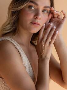 Ladies' Thin Gold Bracelet, 14K Gold-Plated Ring Chain, Rhinestone Beaded And Prong-Set Diamond Bracelet, Stylish And Simple Accessories, Mother's Day Gift For Mom, Adjustable