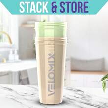 2 Pack 28oz Fitness Shaker Bottles With Stainless Steel Whisk Balls, Leakproof Protein Mixer Cup For Gym Workout School Travel, Includes Cleaning Brush & Wide Mouth Design For Easy Mixing - Cloud Gray & Butter Beige - 查看 5