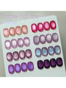 XEIJAYI Purple Series Cat Eye Nail Polish 1Pc 15ml Reflective Cat's Eye Magnetic Nail Gel Soaking UV LED Gel Salon Female Nail Art Tools Fashion Holographic Nail Art - 藍色 - 查看 6