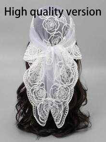 1 件时尚浪漫女士高品质花卉刺绣 80 厘米方形围巾/披肩，适合婚纱、派对、餐饮、四季秋装