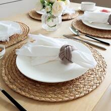 6pcs/Set Handmade Woven Flower Shaped Napkin Rings, 1.57*1.97inch (4*5cm) Thick Rope Woven Napkin Rings, Farmhouse Napkin Rings For Thanksgiving, Birthday Party, Wedding Table Decor