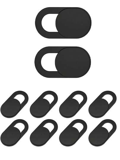 10pcs Ultra-Thin Webcam Cover Slide, Privacy Protection Shutter Suitable For Laptop, Computer, Tablet, Apple 14/13/12/8/7/6 Plus [Black]
