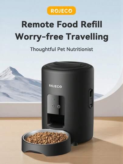 ROJECO ROJECO 2L Automatic Cat Feeder Stainless Steel Bowl Pet Smart Cat Food WiFi Button Remote Control Auto Feeder For Cats Dog Accessories