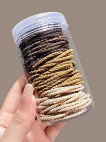 50个/罐 时尚高弹细发圈，简约基础款发圈，细罗纹发圈，小巧精致发饰，礼品，马尾辫发圈，发绳，橡皮筋，发绳头饰 - 彩色 - 查看 10