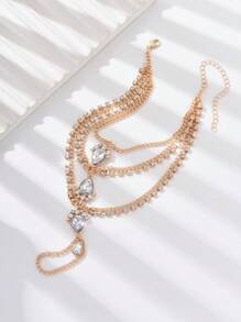 1pc Vintage Multilayer Tassel Anklet, Women Metal Chain Foot Jewelry Jewelry, Party Style