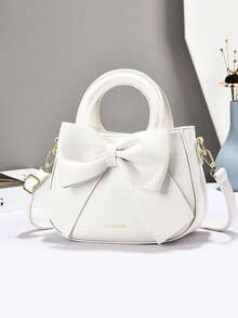 Elegant Bow Decor Fashion Handbag, Multifunctional Mommy Bag Large Capacity Shoulder Tote Bag, Fashionable Design, New Soft Leather Small Square Handbag, Versatile Casual Shoulder Bag With Multiple Compartments, Suitable As Valentine's Day Gift For Travel, Shopping - Multicolor - View 7