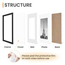 Modern Black Picture Frame Set Of 5 – Plastic Gallery Wall Frames For 8x10, 11x14, 12x16,16x20 &18x24 Photos – Lightweight Decorative Frames With Mats Or Full Display - 黑色 - 查看 3