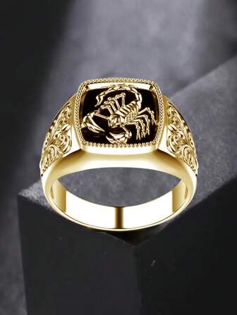 1pc M-Shaped Ring With Intricate Floral Design - Durable, High-Quality Electroplated, Perfect For Daily Wear, Parties, And Gifts - Ideal For Sports Fans, Football, Mardi Gras, St. Patrick's Day, Everyday Accessory | Floral Pattern Ring | Durable Ring, Mardi Gras Accessories, Suitable For Both Men And Women