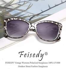 Gafas de sol polarizadas, estilo clásico lentes de sol ojo de gato para mujer - Leopardo gris claro - Ver 4