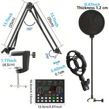 [Professional Podcast Kit] Professional V8S Podcast Equipment Kit   BM800 Wired Microphone And V8 Sound Card - Voice Converter, Audio Interface, Live Sound Card For Recording, Singing, Live Broadcasting And Gaming - V8S Set - View 2