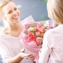 Hau 20 Sheets Light Pink Flower Wrapping Paper, Waterproof Floral Wrap Solid Bouquet Wrapping Paper Florist Supplies (22.8 X 22.8 Inch) - Hồng - Xem 7