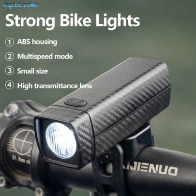 USB Rechargeable Bicycle Front Light, Carbon Fiber Design, Portable Bike Night Riding Lamp, Road Bike/Mountain Bike Cycling Accessories