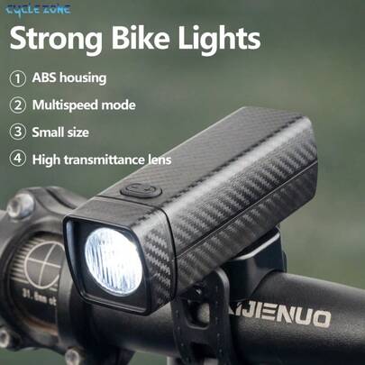 USB 충전식 자전거 전조등, 카본 파이버 디자인, 휴대용 자전거 야간 라이딩 램프, 로드 자전거/산악 자전거 사이클링 액세서리
