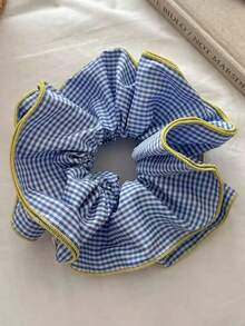 1个时尚格子绿黑相间发圈，大号，法式浪漫发髻/马尾辫发饰，适合日常佩戴，发饰/头饰