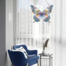 Unique Acrylic Diamond Art Butterfly Wreath - Asymmetrical Mosaic Decor, Suitable For Bedroom, Study And Home Windows - Creative Handmade Gift