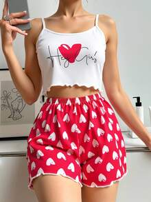 Conjunto de pijamas para mujer con tirantes.color aleatorio - Rojo y blanco - Ver 1