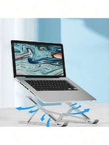 1 个白色便携式笔记本电脑支架，可折叠和可调节塑料笔记本电脑支架（订购前请注意尺寸，大号和小号。） - 彩色 - 查看 2
