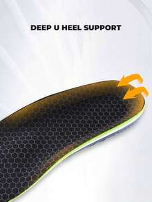 1 Pair Unisex Sports Anti-Twist High Elastic Shock-Absorbing Arch Support Deodorizing Anti-Slip Full-Length Insoles, Comfortable, Fit For Basketball Shoes, Badminton Shoes - Black - View 6