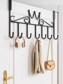 1 件现代风格门上悬挂式储物架，带挂钩 - 易于安装的壁挂式收纳架，用于毛巾、衣服、帽子、包包和浴袍、钥匙眼镜耳机杂物挂架，防倾斜，适用于卧室、浴室、厨房家居装饰