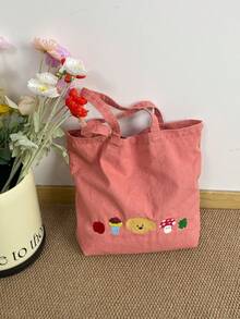 Women Shoulder Bags - 水洗牛仔刺繡小狗包-粉紅色 - 查看 8