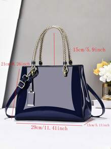 Geantă de mână elegantă din piele strălucitoare la modă, geantă multifuncțională pentru mămici, geantă de umăr cu capacitate mare, design la modă, geantă nouă din piele moale, geantă de umăr mică, versatilă, casual, curea de umăr cu capacitate mare, poate fi purtată pe umăr sau crossbody, potrivită ca și cadou de Ziua Îndrăgostiților pentru călătorii, cumpărături, geantă de umăr nouă și elegantă pentru femei, crossbody, cu blocuri de culoare, casual, de lux, capacitate mare, poate fi purtată pe umăr sau crossbody.