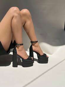 Zapatos de Plataforma metalicas   Liso    Fiesta    Abertura    Plataformas  Fiesta - Negro - Ver 2