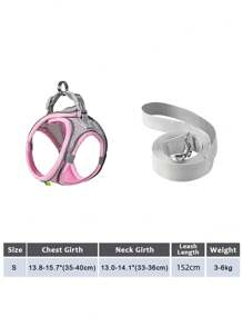 2pcs/Set Reflective Cat Dog Leash And Harness Set - Comfortable, Breathable Mesh Vest With Padded Nylon Lead For Small To Medium Breeds Pet Collars - No-Choke Design With Dual D-Ring