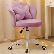 Dyhome Pink Valentine's Day Vanity Chair Butterfly Vanity Makeup Chair, Velvet Petal Desk Chair Upholstered Modern Tufted Home Office Chair With Back, Computer Chair 360°Swivel Task Chair, Height Adjustable Computer Task Chair For Bedroom Living Room, Valentine's Day Gift - 粉色 - 查看 3