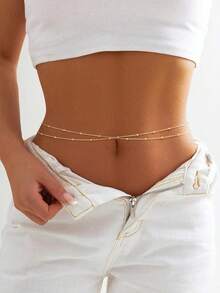 A Simple And Fashionable Satellite Bead Necklace, Sexy Bikini Waist Chain, Body Chain, Suitable For Summer Women's Jewelry, A Small Gift For Girlfriends - 金色 - 查看 4