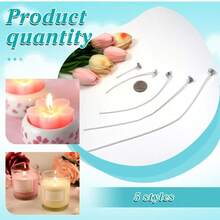 50Pcs Functional Smokeless Candle Wicks - Pre Waxed Wick With Metal Sustainer Tabs For Pillar Candle Making And DIY, 10cm/3.94in, 15cm/6in, 20cm/8in