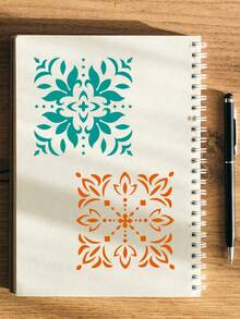 6件套DIY工艺品！花之梦印花系列3.94英寸方形曼陀罗模板 - 可重复使用的花卉图案模板，适用于日记本、计划本、速写本、办公室和书房装饰、木质帆布织物绘画、墙砖、家具和家居装饰，以及学校用品和返校用品