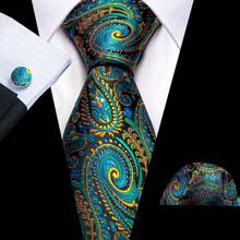 Men Tie Vintage Paisley Paisley Dark Green Tie Classic Necktie Set Pocket Square Cufflinks Formal Wedding St Patrick's Day