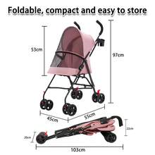 3-In-1 Stroller For Small Dogs And Cats, Foldable Stroller With Adjustable Handle, 4 Wheels, Breathable Mesh, Large Capacity, Easy To Carry, 97 X 45 X 55 Cm - Pink - View 5