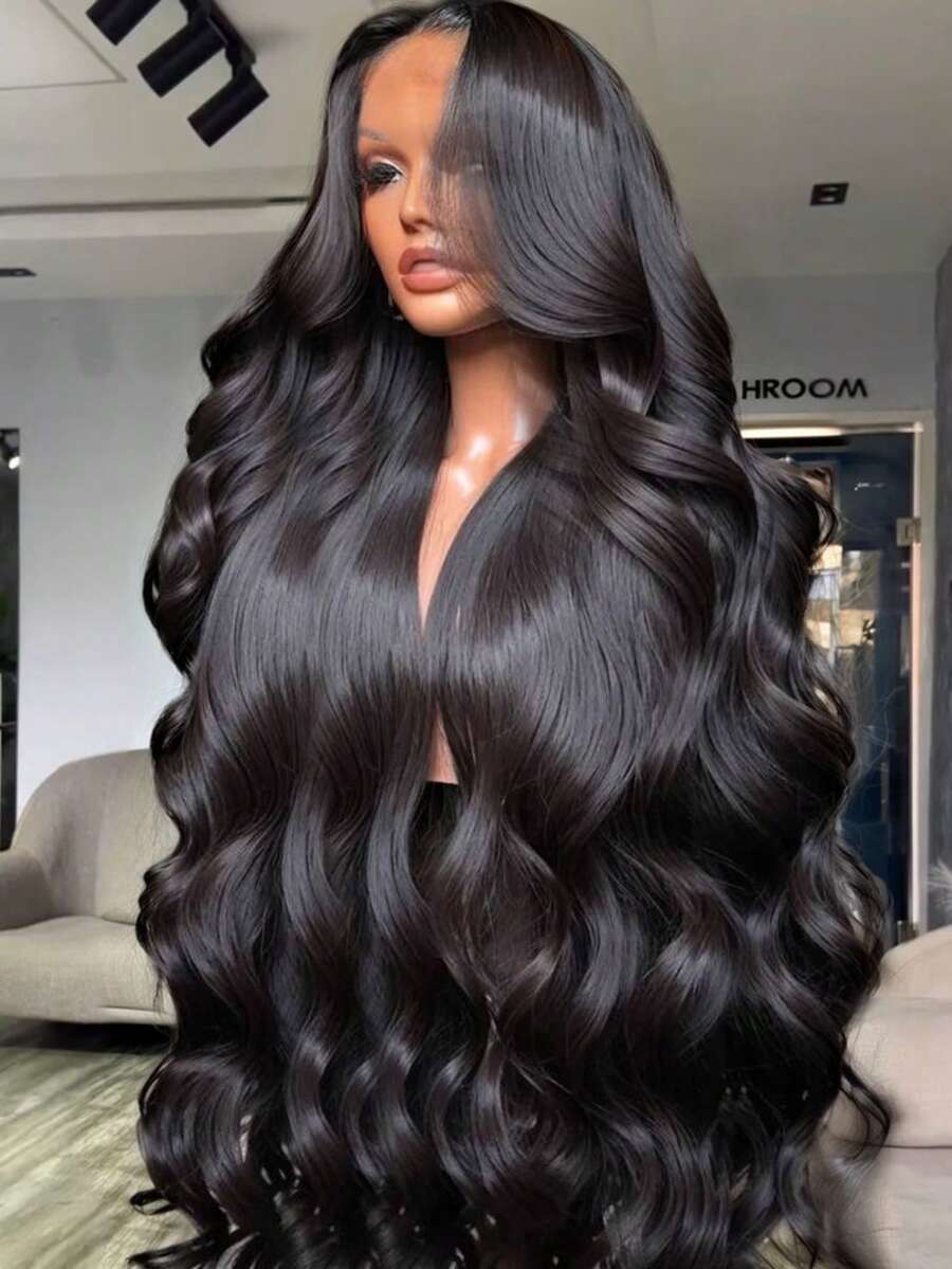 V Part Wigs Body Wave Human Hair Wig Upgrade V Part Wigs For Women Glueless V Part Wigs Brazilian Virgin Hair Body Wave Wigs Machine Made V Shape Wigs 200% Density Minimal Leave Out Curly V Part Human Hair Wigs 40 Inch - Natural Black - 查看 1