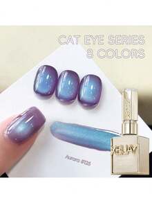 XEIJAYI Purple Series Cat Eye Nail Polish 1Pc 15ml Reflective Cat's Eye Magnetic Nail Gel Soaking UV LED Gel Salon Female Nail Art Tools Fashion Holographic Nail Art - 藍色 - 查看 1