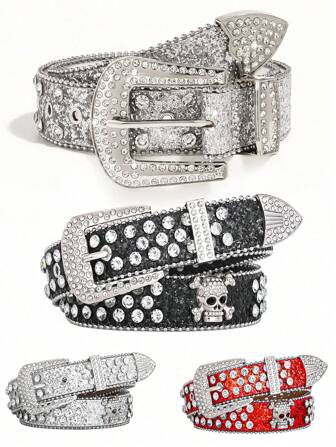 1pc Unisex Rhinestone Studded Fashion Belt, Punk Style Rivet Belt, Jackets Or Party Decorations, Sparkling Streetwear Accessory For All Seasons Casual, Business, Boyfriend Husband Father Dad Men Gift, Daily Wear, Fashion, Teen, Outdoor, Vacation, Athletic, Travel, Street, Boho, Vintage Fall, Autumn, Halloween Autumn-Winter Accessories,Suitable For Teens, Youth,Men,Casual, Outdoor, Athletic, Vacation, Graduation Gifts, Birthday, Daily Wear