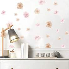 1 件花卉和叶子可撕墙贴，简约风格，适用于玄关、卧室背景，可移除 - 彩色 - 查看 5