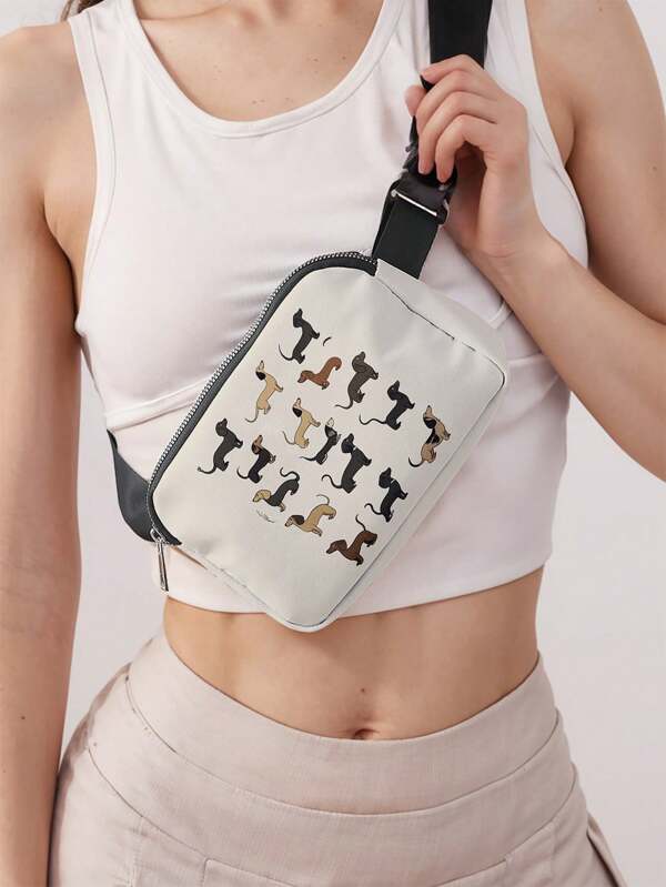 Sac bandoulière à la mode à motif flamant rose, sac banane de sport neutre adapté aux voyages, à la randonnée et au yoga, et sac de poitrine léger et réglable.