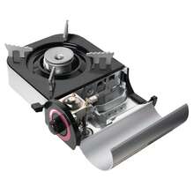 FENGSEN Portable Camping Gas Stove - Compact Mini Butane Stove With Carrying Case | 24.5 X 17 X 8 Cm - Plateado con negro y detalles rojos - 查看 6