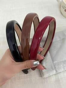 1/2/3/4/5件装复古红色亮面皮革发箍，高端舒适防滑发箍，适合日常佩戴、化妆、派对、节日、宴会、演出等场合，用途广泛，是感恩节、生日、节日的理想礼物，女士发箍，家居美发配饰 - 紅色 - 查看 18