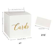 1pc Elegant White Wedding Card Box, Includes 10 Signature Cards - Square Flip-Top Design, Suitable For Weddings, Bridal Showers, Birthdays, Graduations And Events - Multi-Occasion Card Holder, Envelope Box And Decorative Centerpiece