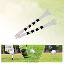 一套40/60/80/20支装优质竹制高尔夫球座 - 2.74英寸，柔韧白色带黑色条纹 - 适用于练习场和比赛场地，高尔夫球配件 - 1套