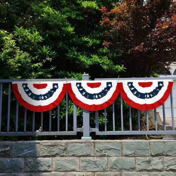 2/4pcs, Patriotic USA Pleated Fan Flag - American Bunting Banner For 4th Of July, Memorial Day, And Independence Day Decor - Indoor And Outdoor Use With Canvas Header And Brass Grommets,Independence Day, Holiday Gifts, Holiday Supplies, Outdoor Decorations