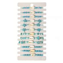 6 Sets Of 72pcs/2 Sets Of 24pcs/1 Sets Of 12pcs Fashionable Charm Ocean Elements Shell Starfish Beads Bracelet Jewelry, Suitable For Couples, Adjustable Bracelet & Anklet, Suitable For Daily, Beach, Travel, Wedding, Gift