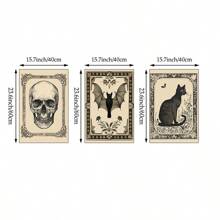 1 件复古万圣节壁画蝙蝠骨架印刷帆布画恐怖季节海报古董黑暗恐怖万圣节装饰适用于卧室、客厅或宿舍房间装饰无框